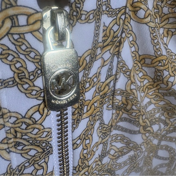 Michael Kors Tops - MICHAEL Michael Kors Gold Chain Print Quarter Zip Top Women’s Medium MK Logo